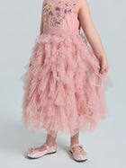 Girls Floral Sequin Tiered Tulle Midi Dress - Social Queen