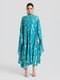 Gold Botanical Jacquard Silk Dress - Social Queen