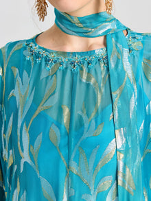 Gold Botanical Jacquard Silk Dress - Social Queen