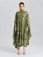 Gold Botanical Jacquard Silk Dress - Social Queen