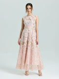 Gold Floral Embroidered Dress - Social Queen
