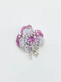 Gradient Peony Rhinestone Brooch - Social Queen