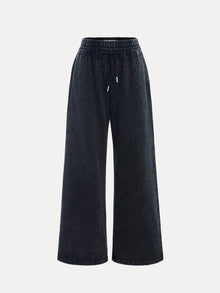 The Social Queen Gradient Rhinestone Wide-Leg Pants feature an elastic waist and small decorative studs scattered on the upper front.