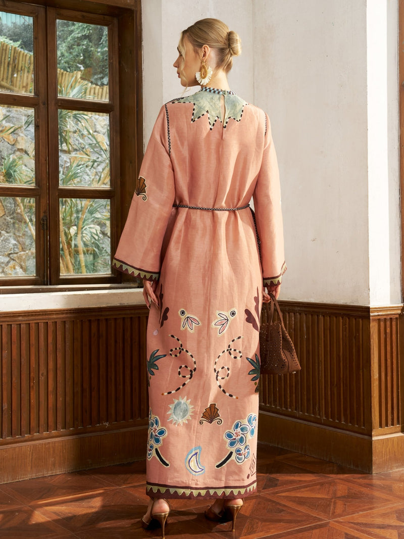 Graffiti Print Linen Robe Dress - Social Queen