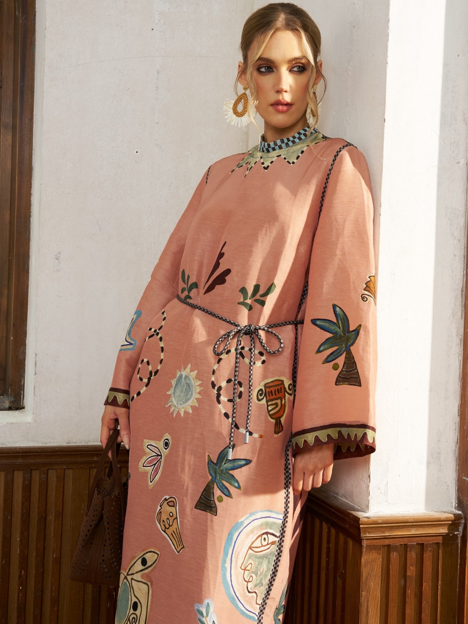Graffiti Print Linen Robe Dress - Social Queen