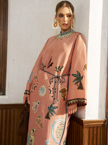 Graffiti Print Linen Robe Dress - Social Queen
