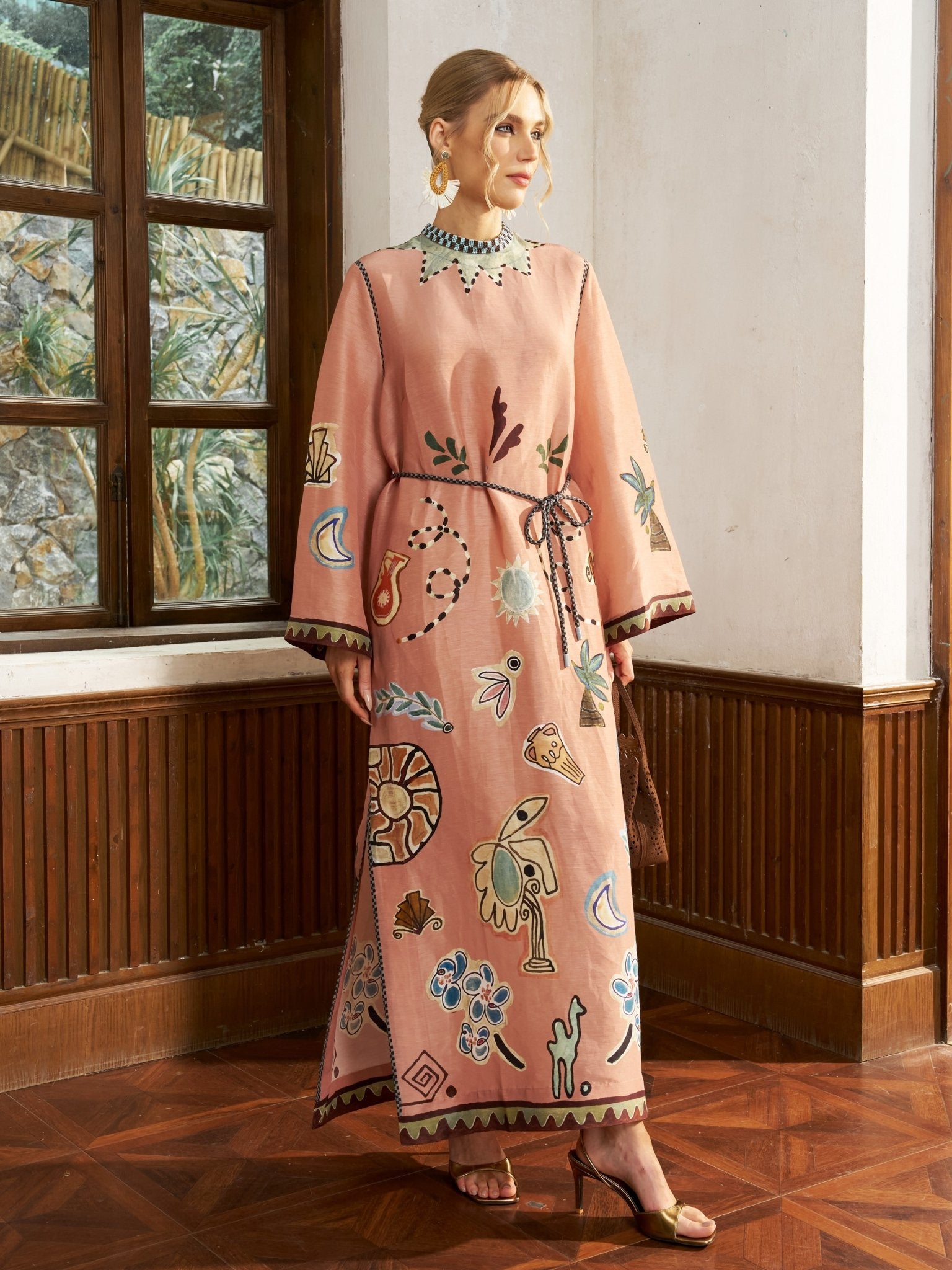 Graffiti Print Linen Robe Dress - Social Queen