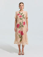 Hydrangea Embroidered Openwork Dress - Social Queen