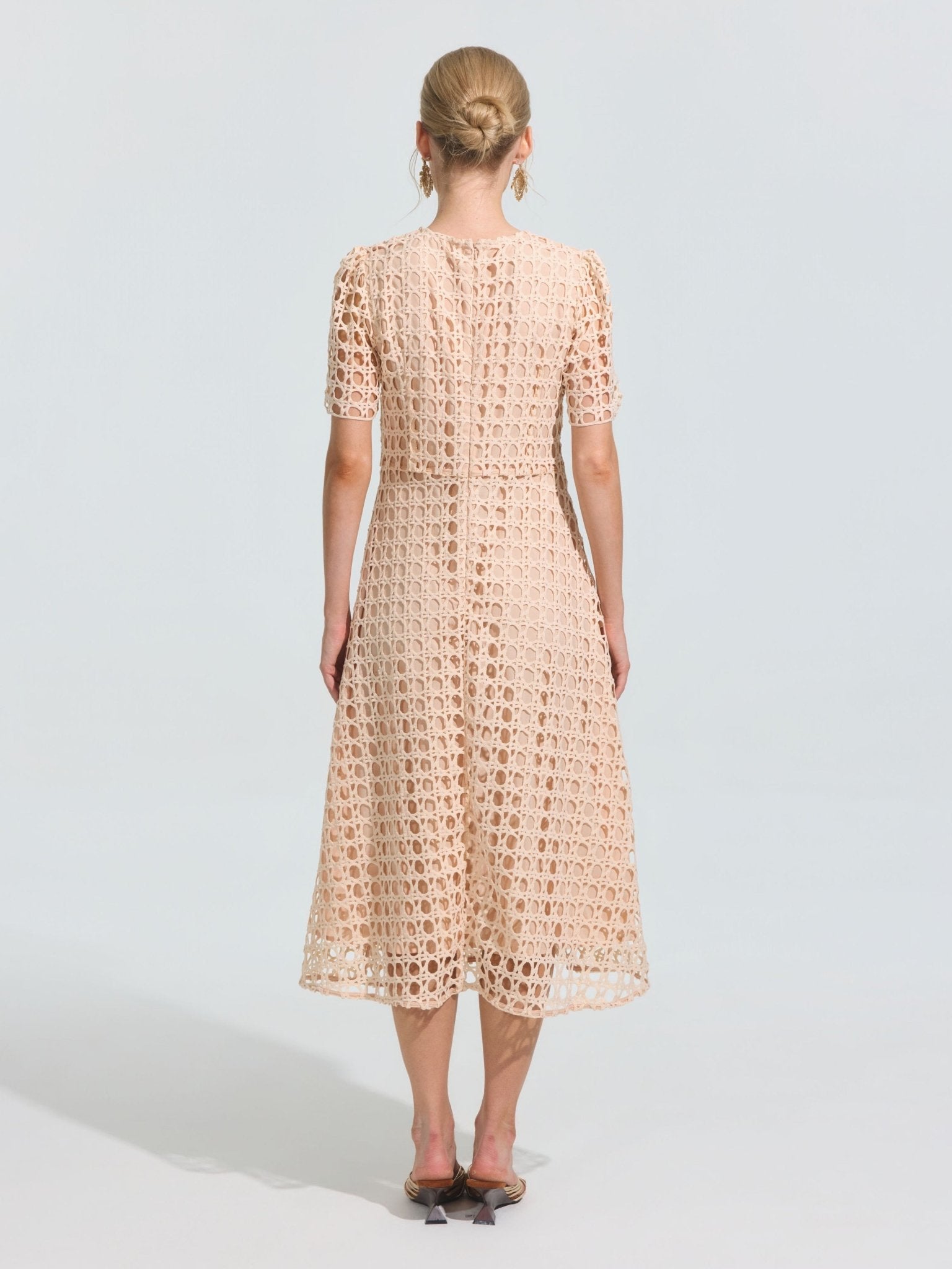 Hydrangea Embroidered Openwork Dress - Social Queen