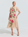 Hydrangea Embroidered Openwork Dress - Social Queen