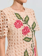 Hydrangea Embroidered Openwork Dress - Social Queen