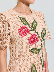 Hydrangea Embroidered Openwork Dress - Social Queen