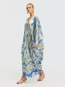 Geometric Floral Mulberry Silk Robe Dress