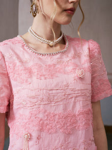 Pearl-Embellished Embroidered Dress