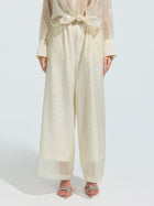 Rhinestone Detail Wide-Leg Pants