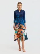 Painted Floral Pleated Dress