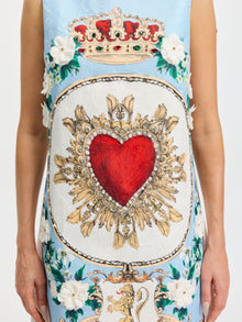 3D Floral Embellished Jacquard Dress