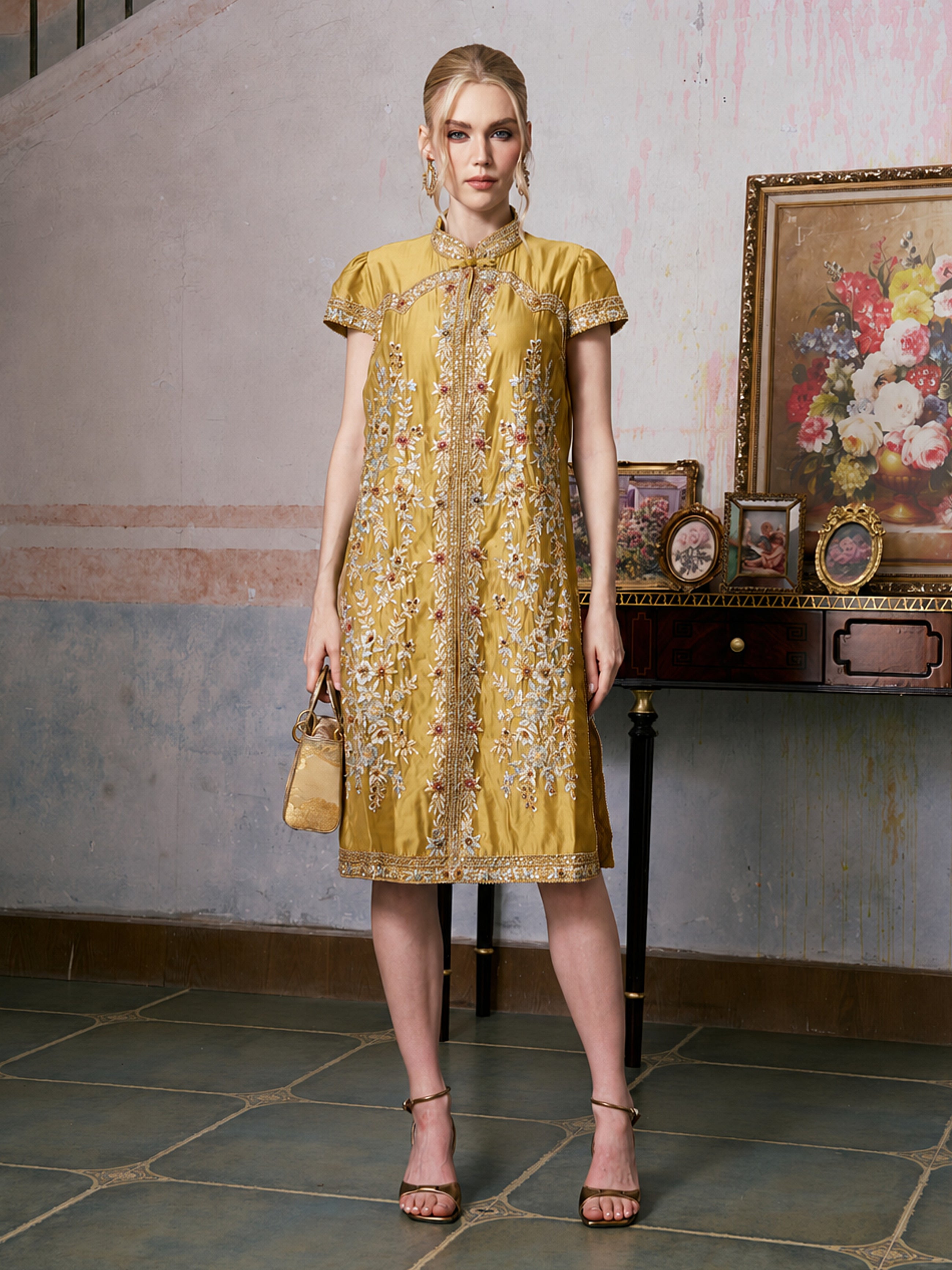 Ornate Floral Embroidered Dress