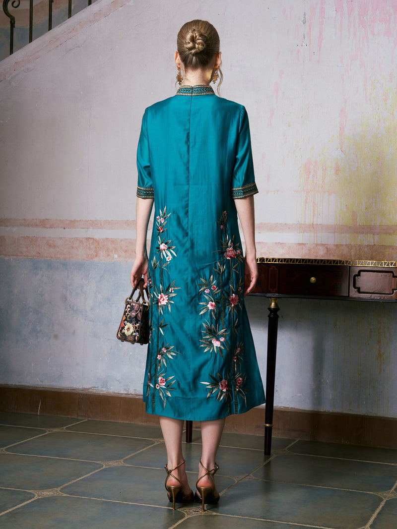 Botanical Embroidered Tencel Dress