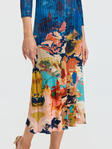 Painted Floral Pleated Dress