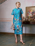 Allover Bird-Embroidered Dress