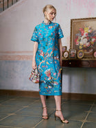 Allover Bird-Embroidered Dress