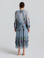 3D Floral Embroidered Silk Skirt