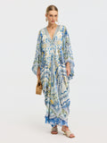 Geometric Floral Mulberry Silk Robe Dress