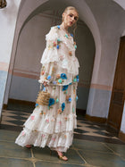 3D Floral Appliqué Mulberry Silk Skirt