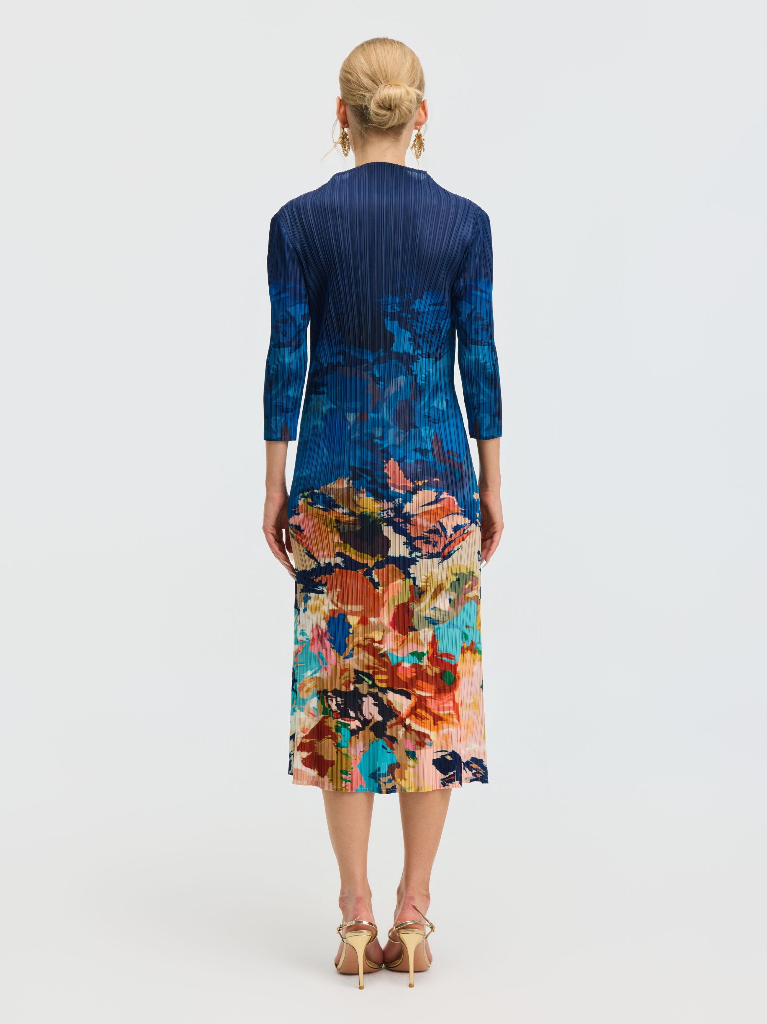 Painted Floral Pleated Dress