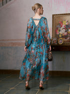 Botanical Bird Print Silk Dress