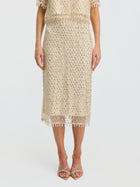 Crystal Beaded Fringe Midi Skirt