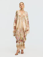 Floral Print Mulberry Silk Robe Dress