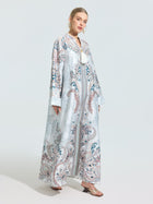Paisley Print Satin Robe Dress