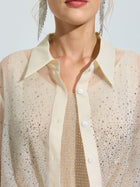 Rhinestone Detail Sheer Shirt (Camisole Not Included)