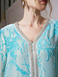 Embellished Velvet Burnout Silk Dress