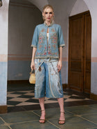 Baroque Pearl-Embellished Denim Shorts