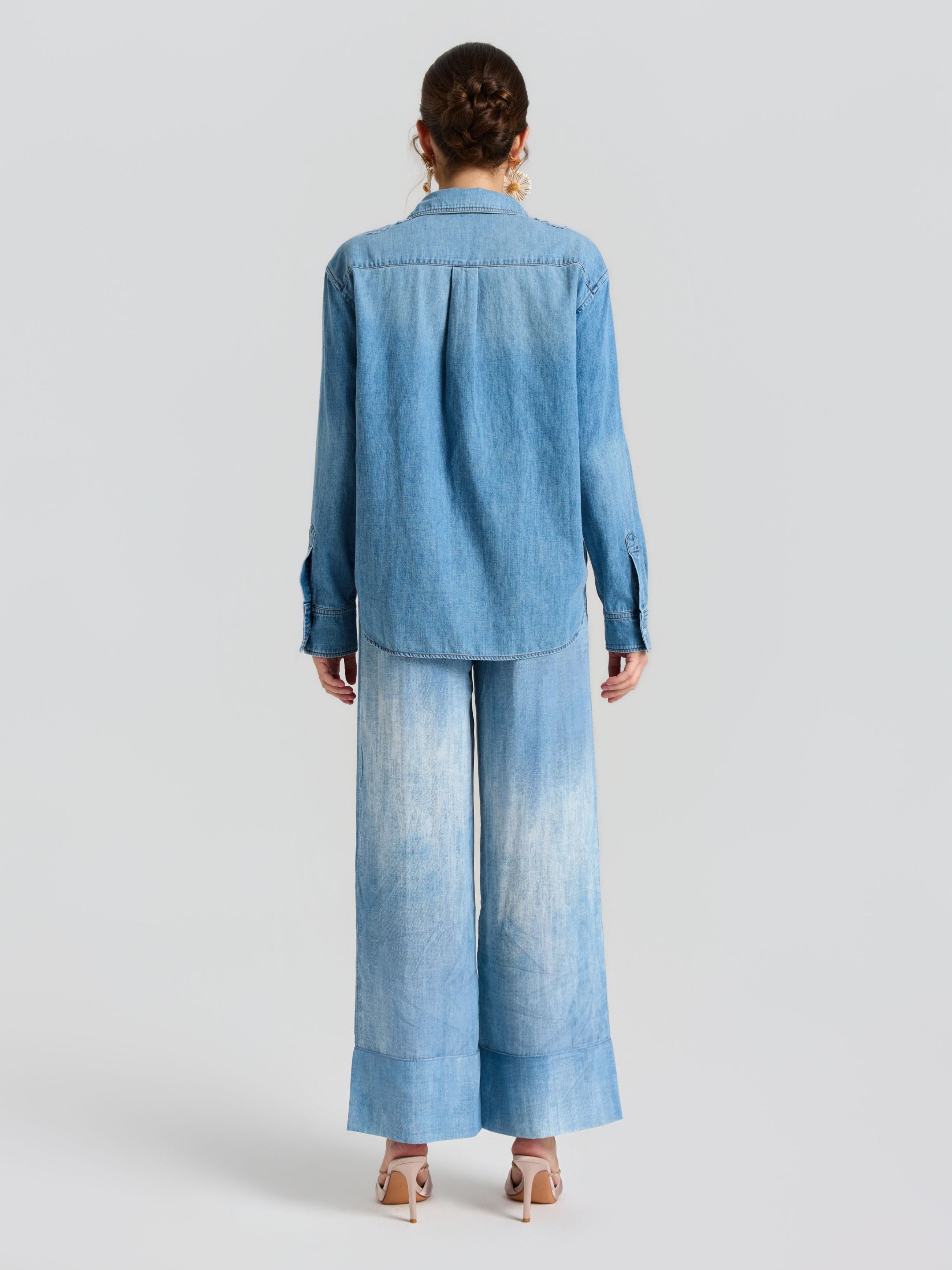 Embroidered Lace Denim Shirt