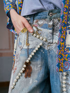 Baroque Pearl-Embellished Denim Shorts