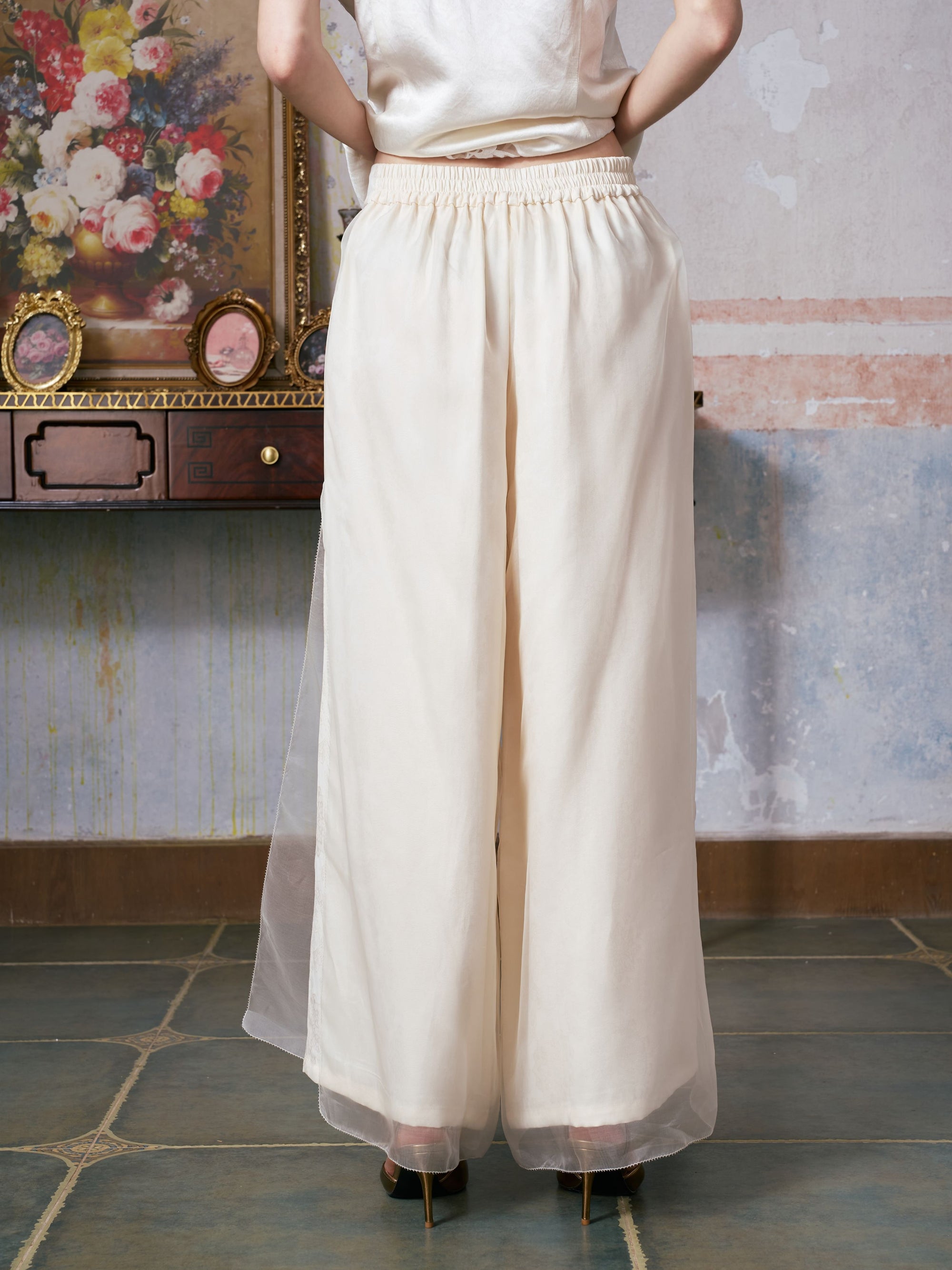 Double-Layer Silk Wide-Leg Pants
