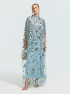 Floral Sequin Cape Dress (Includes Slip Dress)