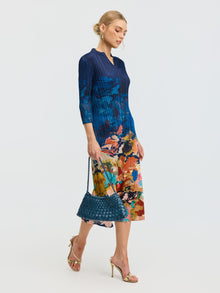 Painted Floral Pleated Dress