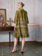 Beaded Embroidered Shirt Dress