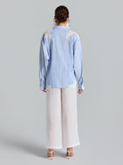 Lace Patchwork Stripe Cotton Shirt