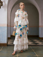 3D Floral Appliqué Mulberry Silk Blouse