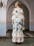 3D Floral Appliqué Mulberry Silk Blouse