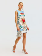 3D Floral Embellished Jacquard Dress