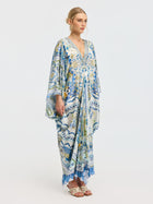 Geometric Floral Mulberry Silk Robe Dress