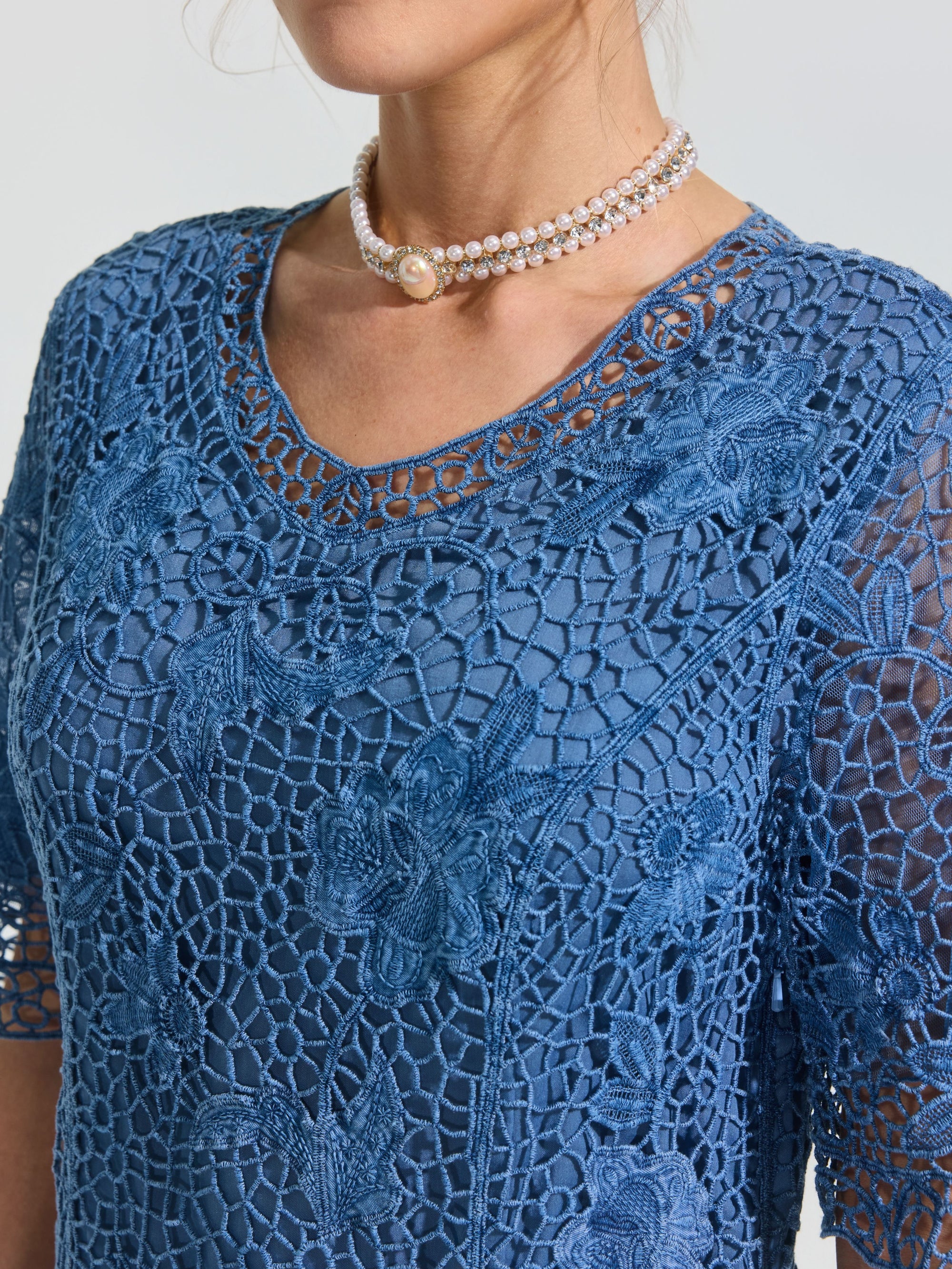 Rose Embroidered Lace Dress