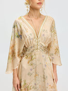 Garden Print Mulberry Silk Dress